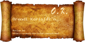 Orendi Koriolán névjegykártya